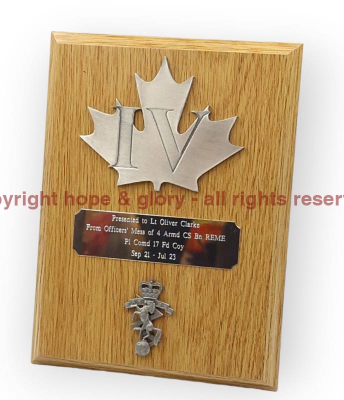 4th Battalion REME Maple Leaf Plaque Presentation